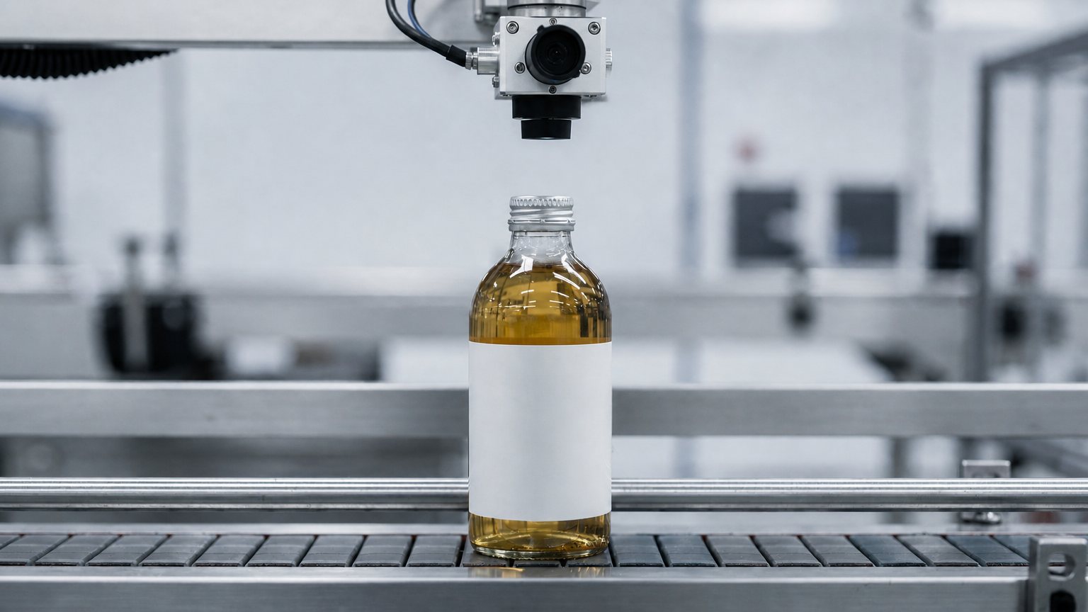 An inspection camera scoring a product on a conveyor line in real time